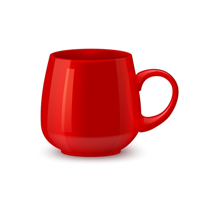 Vector modelo vectorial 3d de taza de café o taza de té de cerámica roja