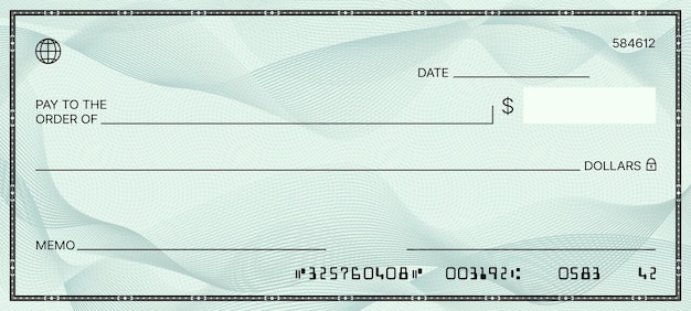 Vector modelo vectorial de cheques en blanco para el libro de cheques