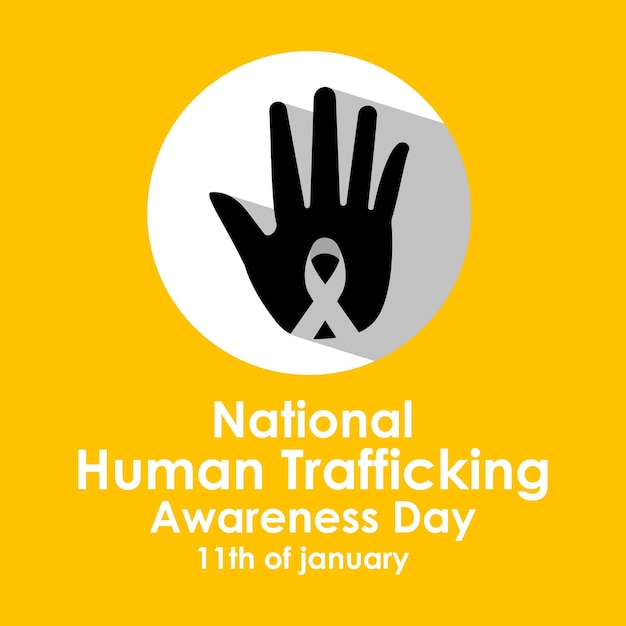 Modelo vectorial del día nacional de concienciación sobre la trata de personas iluminando la prevención y el apoyo a la trata de personas con el diseño de carteles de cartel de fondo de concienciación