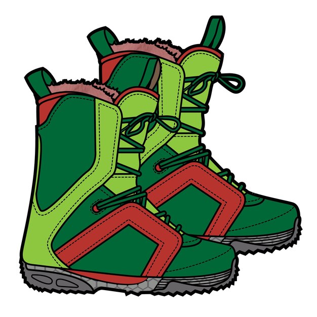 Modelo vectorial de diseño de bocetos planos para botas de invierno