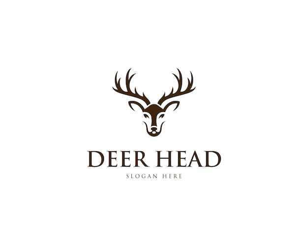 Modelo vectorial de diseño de íconos del logotipo de la cabeza de ciervo minimalista