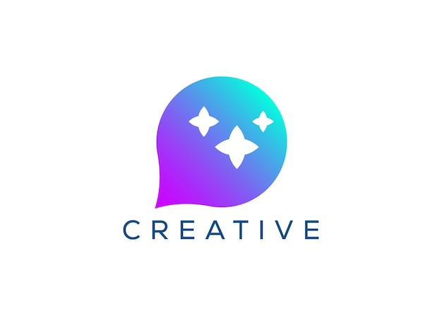 Modelo vectorial de diseño de logotipo de chat parpadeante minimalista Logotipo de chat moderno creativo