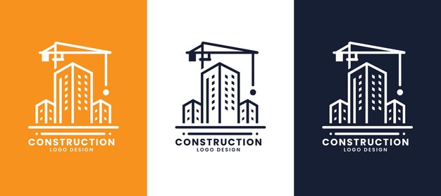 Vector modelo vectorial de diseño de logotipo de construcción de bienes raíces de la casa de construcción de grúa simple