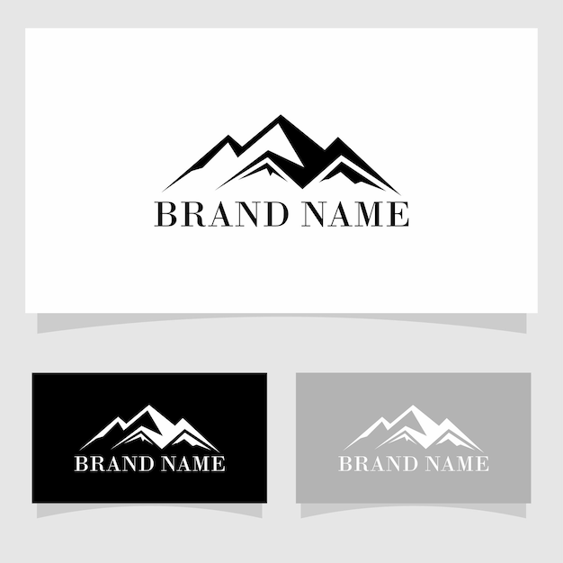 Modelo vectorial de diseño del logotipo de la cumbre de la montaña premium