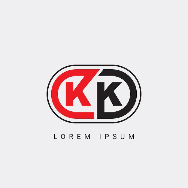 Modelo vectorial de diseño de logotipo inicial de la letra KK o K