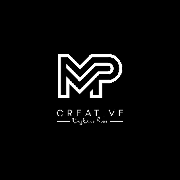 Modelo vectorial de diseño de logotipo de línea elegante basado en la inicial de la letra única creativa MP PM