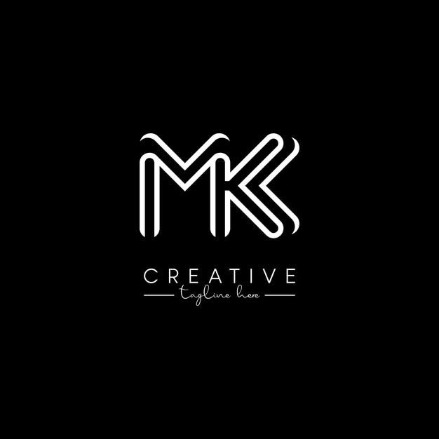 Modelo vectorial de diseño de logotipo de línea elegante basado en la letra inicial MK KM