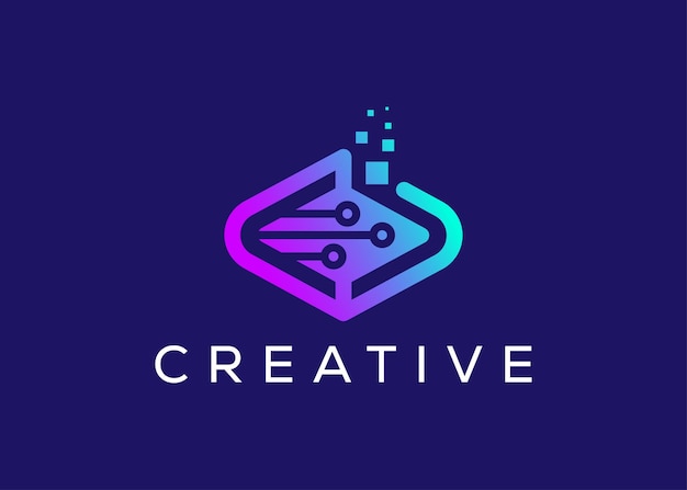 Modelo vectorial de diseño de logotipo minimalista y de tecnología moderna Moderno creativo de alta tecnología innovadora