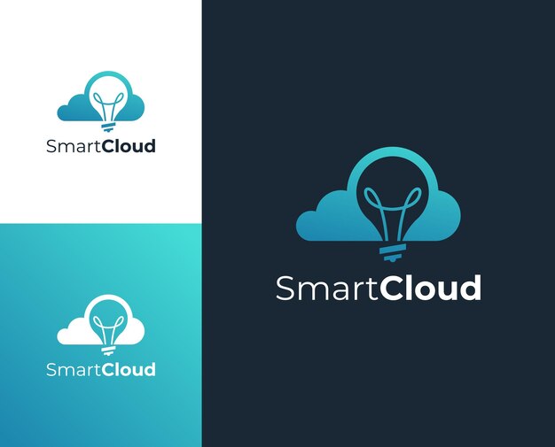 Vector modelo vectorial de diseño de logotipo de nube inteligente moderna