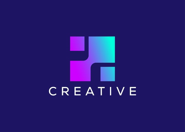 Modelo vectorial de diseño de logotipo de tecnología de flecha de píxeles minimalista y moderna