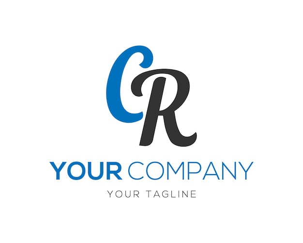 Modelo vectorial de diseño mínimo tipográfico de las letras del logotipo CR