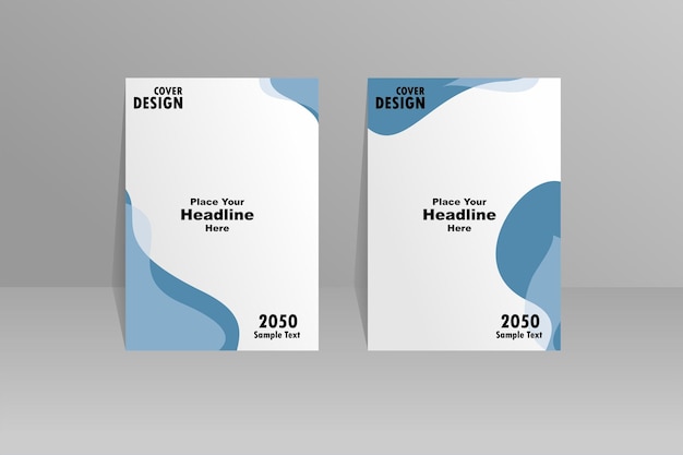 Modelo vectorial de diseño de portada azul folleto presentación de la revista