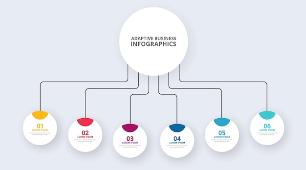 Vector modelo vectorial de infografía de negocios modernos 06 proceso de pasos