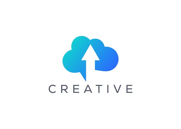 Modelo vectorial de logotipo de la nube abstracta y minimalista de flecha la nube moderna abstracta con registro de flecha