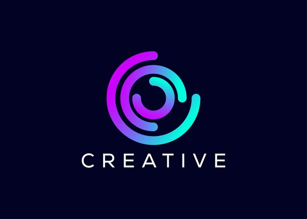 Modelo vectorial de logotipo de tecnología Circle creativo y mínimo abstracto Logotipo de tecnología Modern Circle
