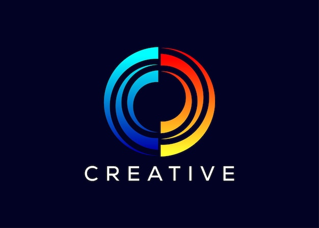Modelo vectorial de logotipo de tecnología Circle creativo y mínimo abstracto Logotipo de tecnología Modern Circle