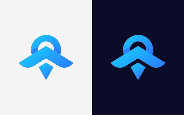 Modelo vectorial de logotipo de ubicación de hogar creativo y minimalista Logotipo de alfiler de techo moderno