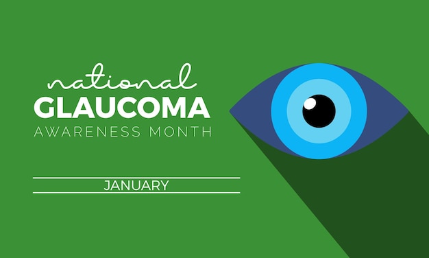 Modelo vectorial del Mes Nacional de Concienciación sobre el Glaucoma Concept de Salud Ocular y Cuidado de la Visión con pruebas de glaucoma y diseño de carteles de cartel de bandera de fondo de la Campaña de concienciación