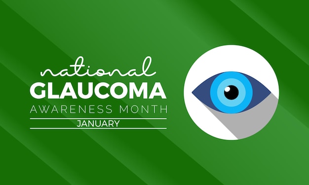 Modelo vectorial del Mes Nacional de Concienciación sobre el Glaucoma Concept de Salud Ocular y Cuidado de la Visión con pruebas de glaucoma y diseño de carteles de cartel de bandera de fondo de la Campaña de concienciación
