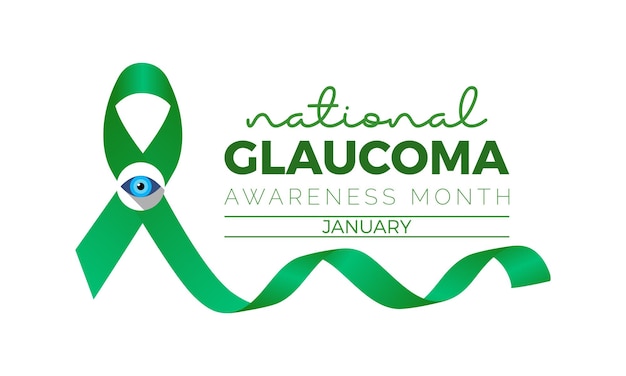 Modelo vectorial del mes nacional de concienciación sobre el glaucoma concept de salud ocular y cuidado de la visión con pruebas de glaucoma y diseño de carteles de cartel de bandera de fondo de la campaña de concienciación