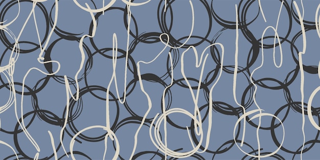 Modelo vectorial moderno con dibujos artísticos de línea con patrones sin costuras abstractos minimalistas de moda