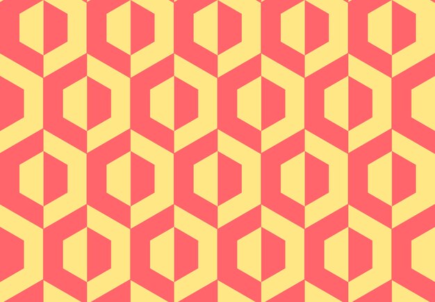 Modelo vectorial rojo naranja suave de hexágonos en un fondo amarillo claro