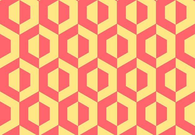 Modelo vectorial rojo naranja suave de hexágonos en un fondo amarillo claro