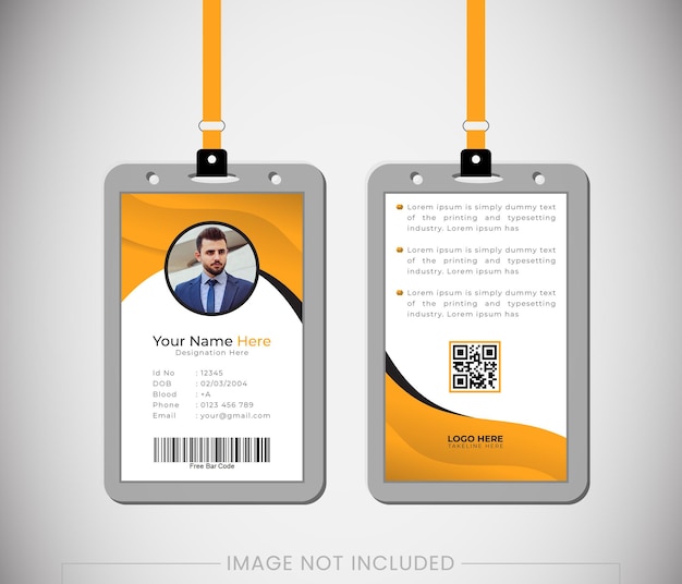 Modelo vectorial simple innovador para el diseño de tarjetas de identidad amarillas y negras