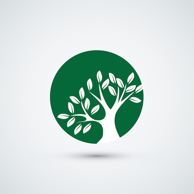 Modelo verde de diseño de logotipo de árbol creativo y único