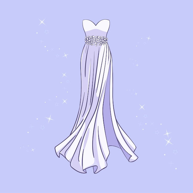 Vector modelo de vestido de novia con lentejuelas alrededor