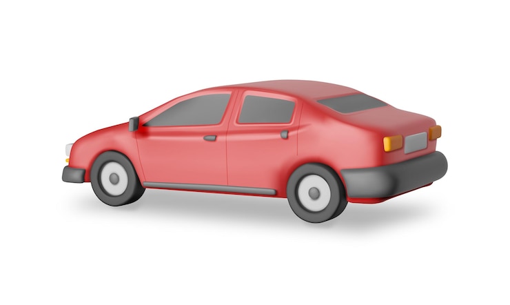 Vector modelo vintage de automóvil rojo 3d render aislado brillante realista automóvil clásico sedán vehículo de motor juguete de plástico publicidad de automóviles para escuela de conducción servicio de intercambio y reparación de automóviles ilustración vectorial de dibujos animados