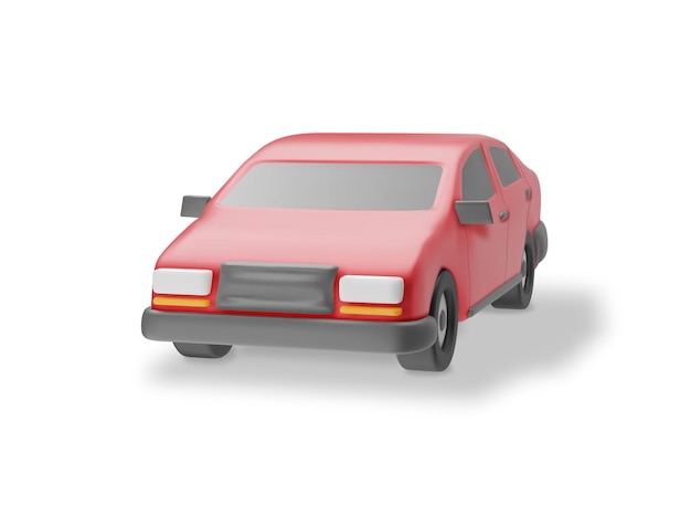 Modelo vintage de automóvil rojo 3D Render aislado brillante realista automóvil clásico sedán vehículo de motor juguete de plástico publicidad de automóviles para escuela de conducción servicio de intercambio y reparación de automóviles ilustración vectorial de dibujos animados