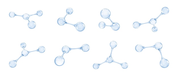 Modelos 3D de moléculas o átomos Estructuras moleculares abstractas 3D aisladas en un fondo blanco Vector