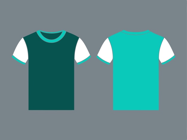 Modelos de camisetas en blanco para hombres Ilustración vectorial de vista lateral delantera y trasera