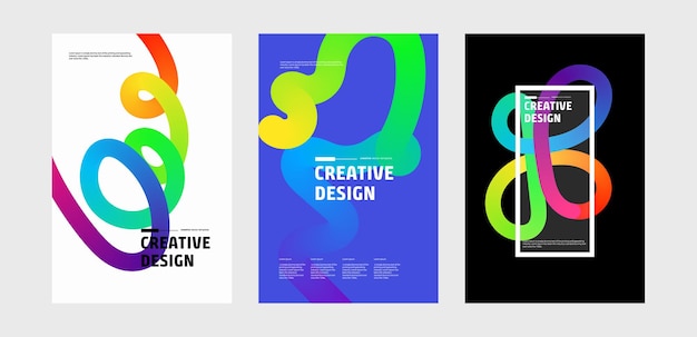 Modelos de diseño creativo de remolinos abstractos de gradiente colorido