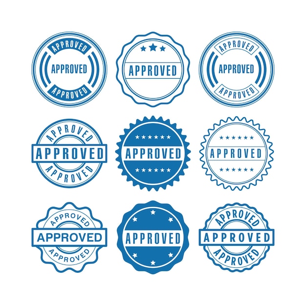 Modelos de elementos de diseño vectoriales de iconos de estampillas de goma aprobados concepto simple y moderno