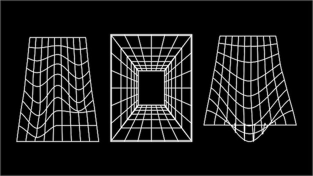 Modelos de estructura de alambre 3D de objetos Línea de red