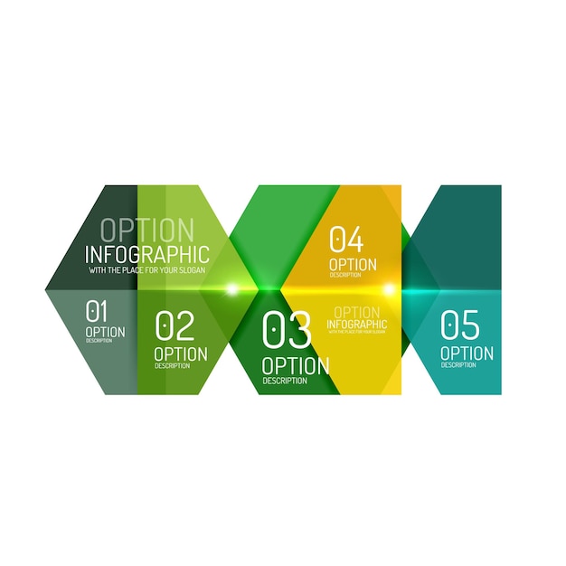 Modelos geométricos infográficos modernos en papel para el diseño empresarial o la presentación de opciones