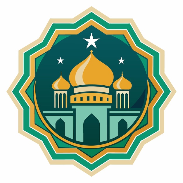 Modelos geométricos vectoriales elaborados inspirados en el arte islámico fondo blanco insignia o logotipo