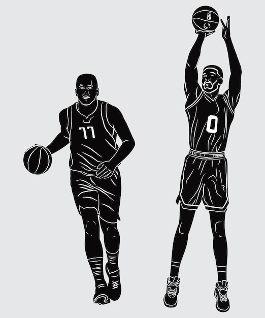 Vector modelos de jugadores de baloncesto de arte vectorial