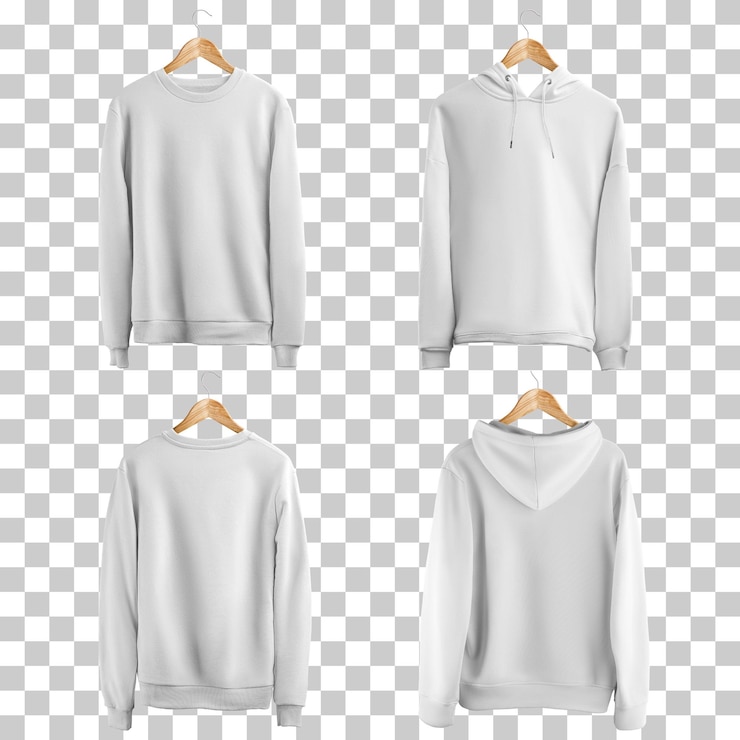 Vector modelos libres de suéter blanco vectorial y sudadera con capucha parte delantera y trasera