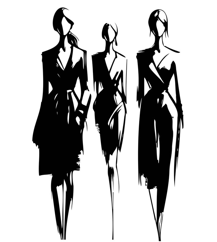 Modelos de moda con estilo chicas de moda abstractas boceto