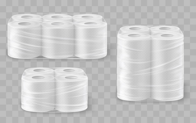 Modelos realistas de rollos de papel higiénico y pañuelos