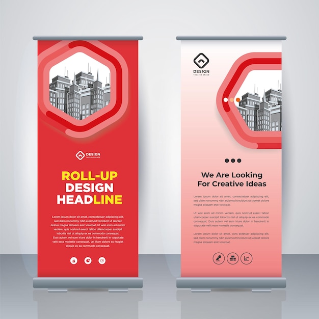 Modern Business Roll Up Standee Design Plantilla de banner Presentación y folleto Geométrico xbanner y flagbanner publicidad Ilustración vectorial