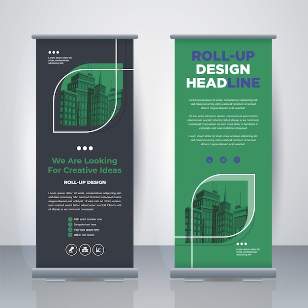 Modern Business Roll Up Standee Design Plantilla de banner Presentación y folleto Geométrico xbanner y flagbanner publicidad Ilustración vectorial