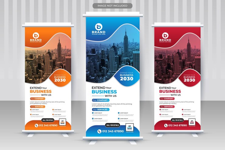 Modern business x stand rollup pullup retráctil señalización banner diseño vector plantilla
