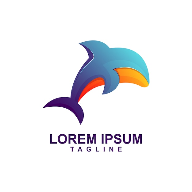 Modern color whale logo premium