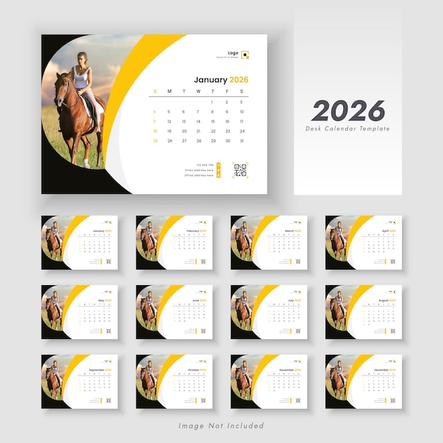 Modern design 2026 desk calendar template