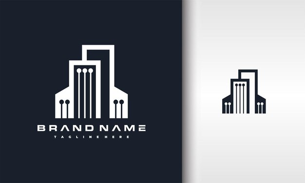 Modern Digital City Building Technology Logo Design