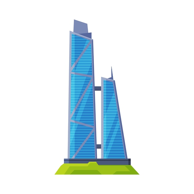Modern Downtown Skyscraper Edificio de la ciudad Ilustración vectorial de fachada de vidrio